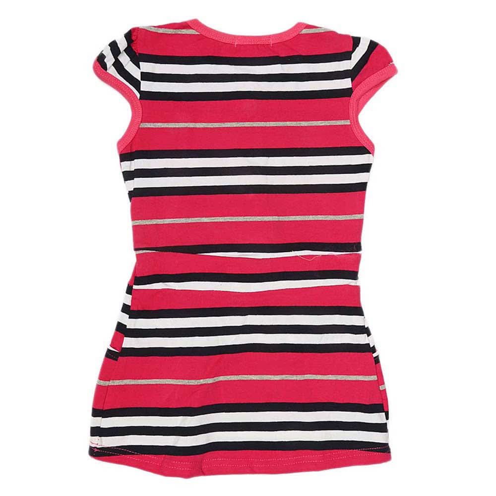 Girls Yarn Dyed Half Sleeves T-Shirt - Pink, Kids, Girls T-Shirts, Chase Value, Chase Value
