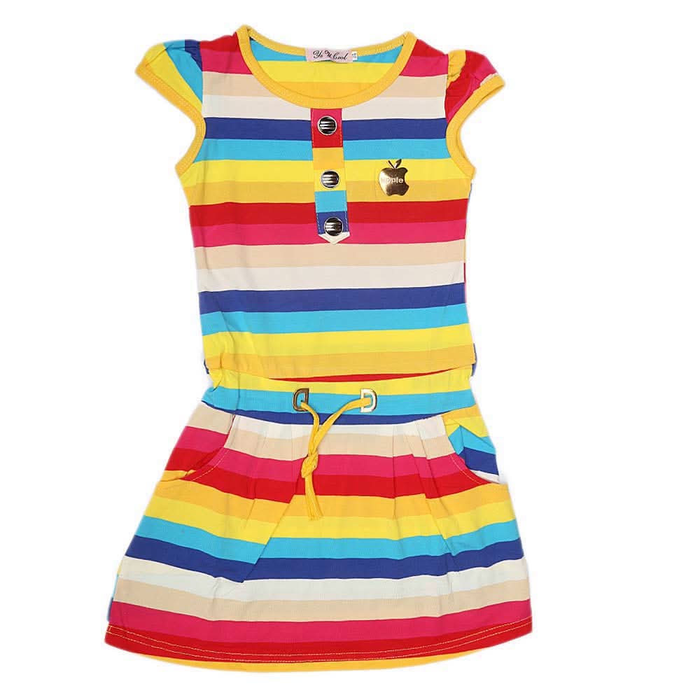 Girls Yarn Dyed Half Sleeves T-Shirt - Multi, Kids, Girls T-Shirts, Chase Value, Chase Value