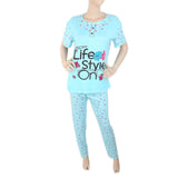 Women's 2 Piece Night Suit - Sky Blue, Women, Night Suit, Chase Value, Chase Value
