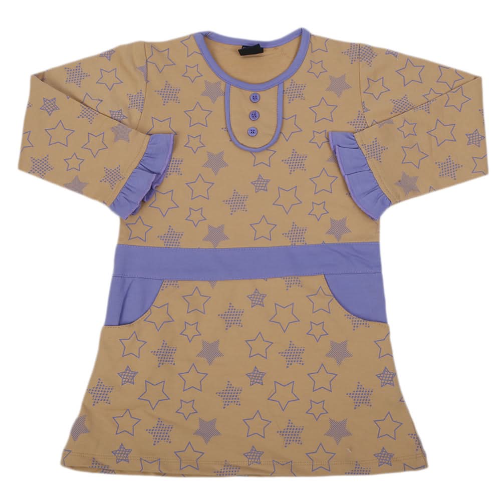 Girls Long Terry Top - Light Brown, Girls Tops, Chase Value, Chase Value