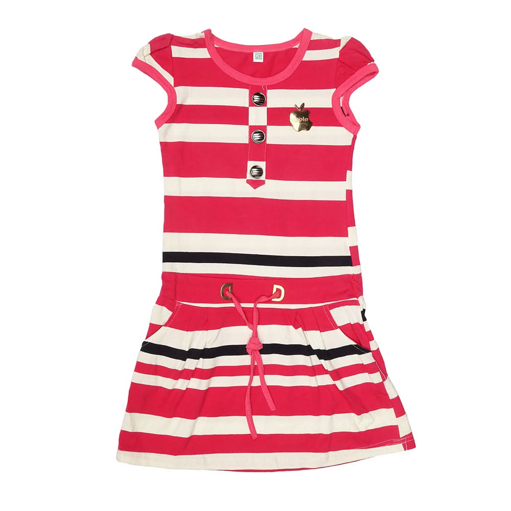 Girls Yarn Dyed Half Sleeves T-Shirt - Pink, Kids, Girls T-Shirts, Chase Value, Chase Value