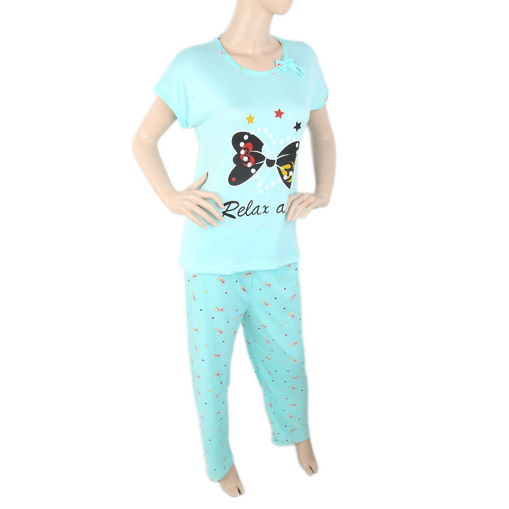 Women's 2 Piece Night Suit - Cyan, Women, Night Suit, Chase Value, Chase Value