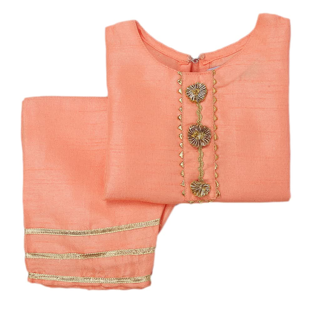 Newborn Girls Shalwar Suit - Peach, Kids, Newborn Girls Sets And Suits, Chase Value, Chase Value