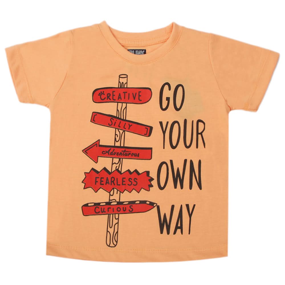 Boys Half Sleeves T-Shirt - Peach, Boys T-Shirts, Chase Value, Chase Value