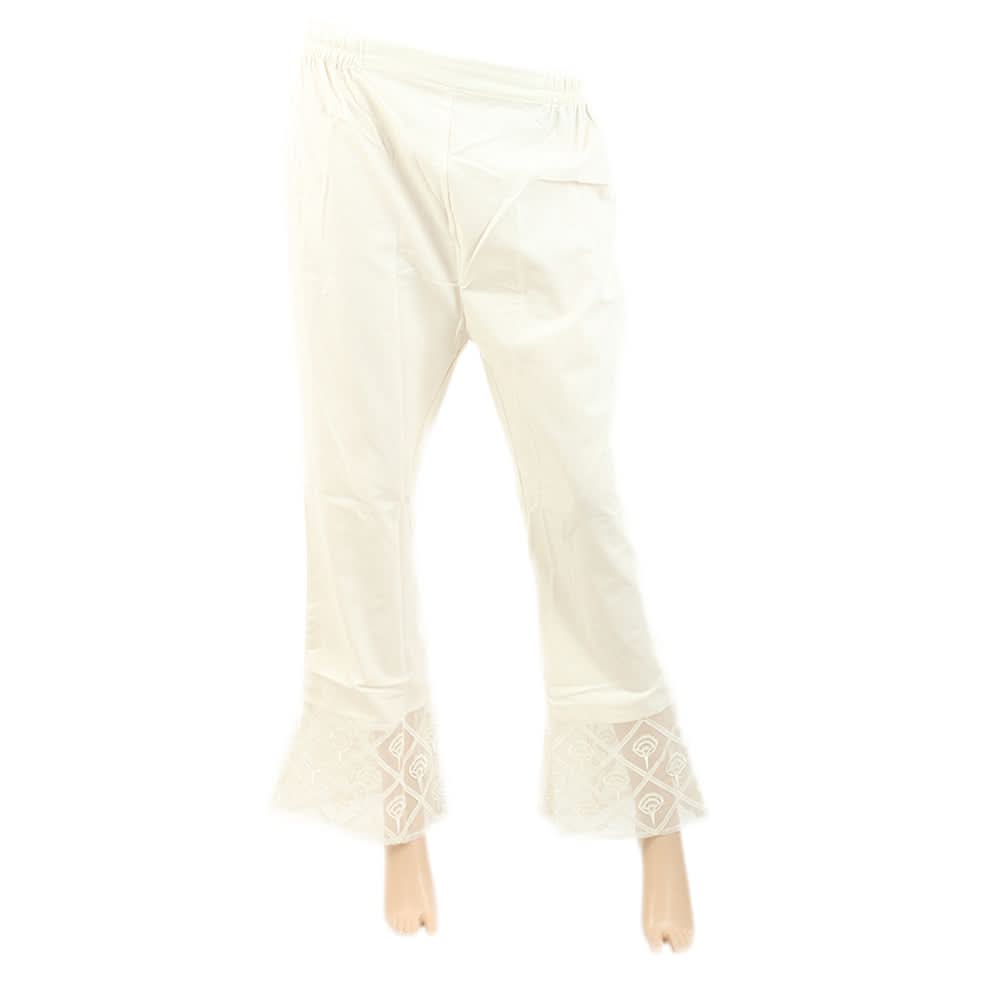 Women's Embroidered Wool Bell Bottom - White, Women, Pants & Tights, Chase Value, Chase Value