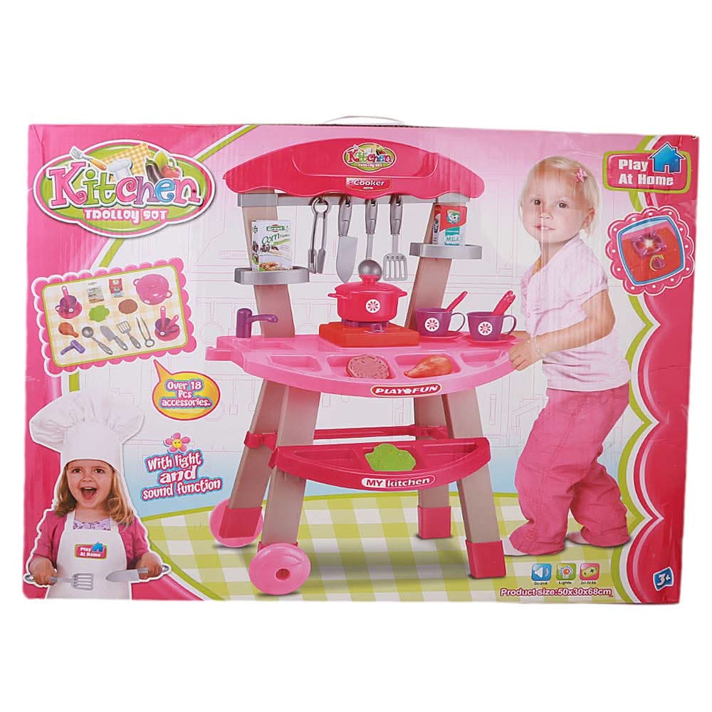 Kitchen Trolly Set For Kids - Pink, Kids, Cosmetic and Kitchen Sets, Chase Value, Chase Value