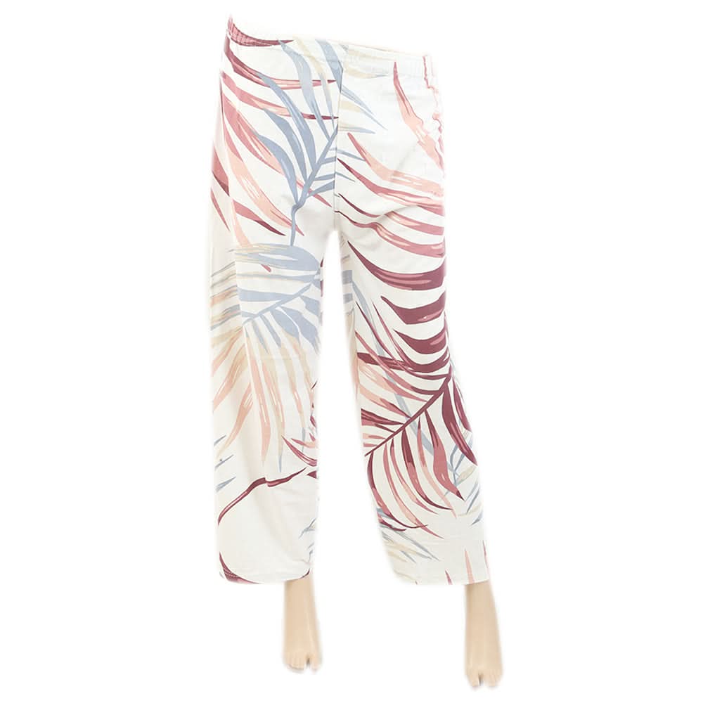 Women's Jersey Printed Trouser - White, Women, Pants & Tights, Chase Value, Chase Value
