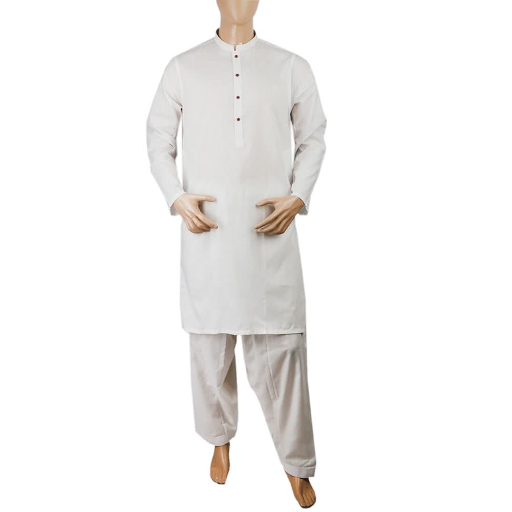 Men's Mashriq Slim Fit Kurta Shalwar - White, Men, Shalwar Kameez, Chase Value, Chase Value