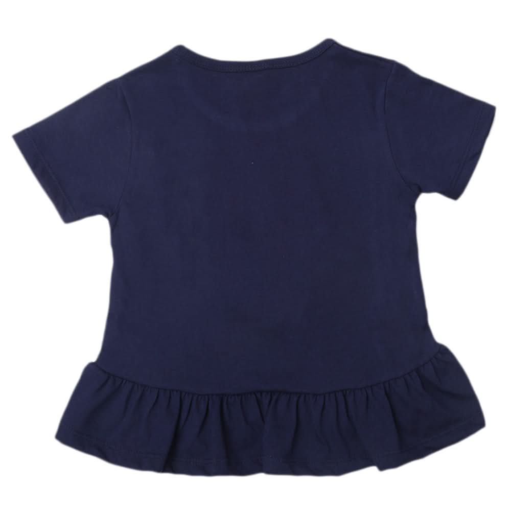 Girls Fancy Embroidered T-Shirt - Navy Blue, Kids, Girls T-Shirts, Chase Value, Chase Value