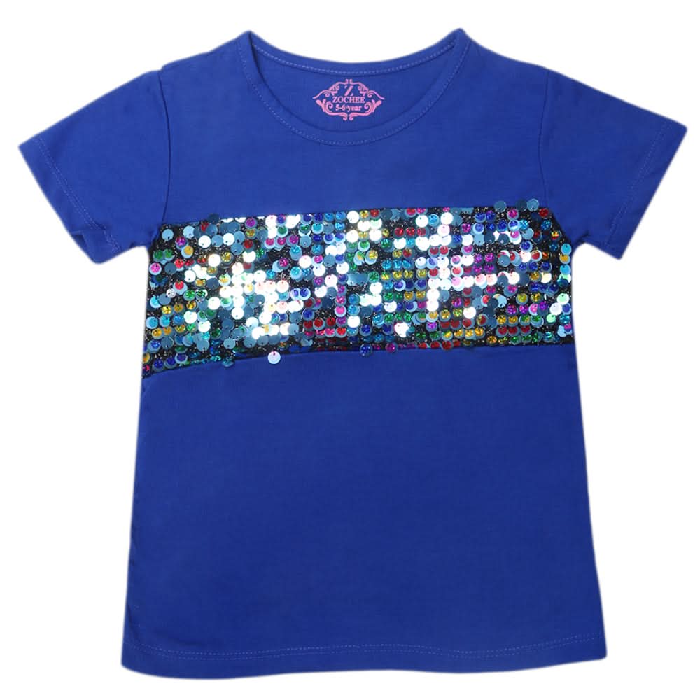 Girls Half Sleeves T-Shirts - Royal Blue, Kids, Girls T-Shirts, Chase Value, Chase Value
