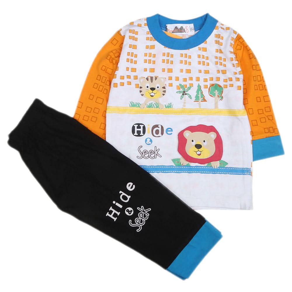Boys Full Sleeves 2 Pcs Suit - Orange, Kids, Boys Sets And Suits, Chase Value, Chase Value