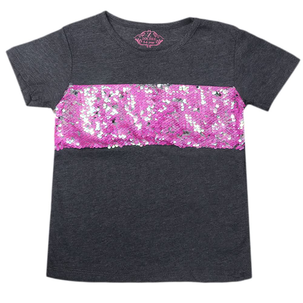Girls Half Sleeves T-Shirts - Grey, Kids, Girls T-Shirts, Chase Value, Chase Value
