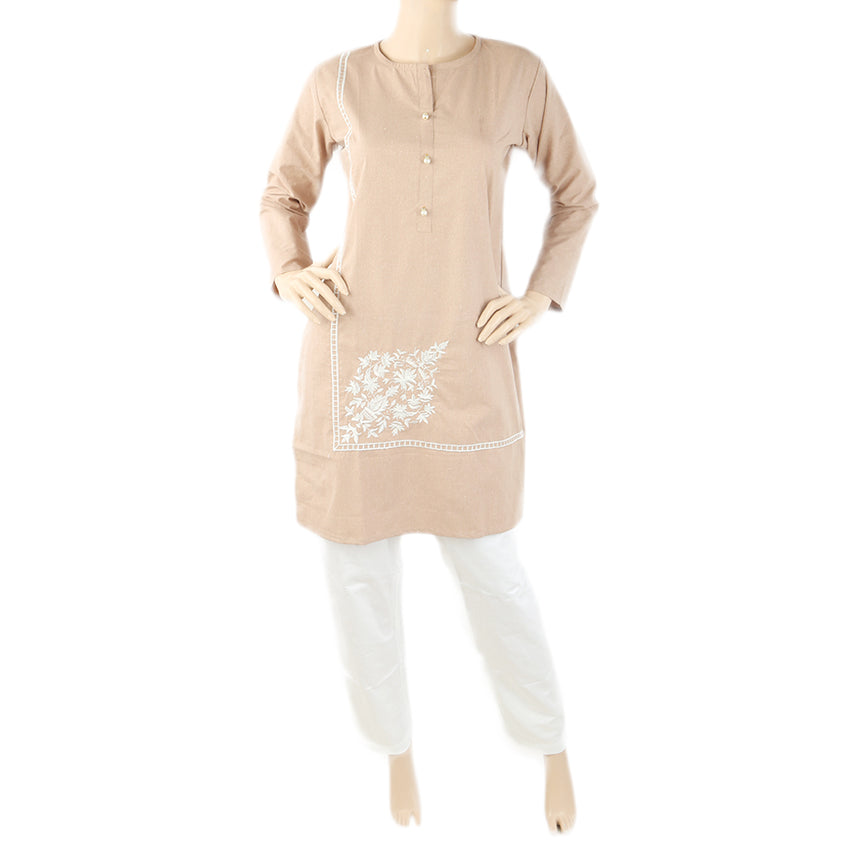 Women's Embroidered Wool 2 Piece Suit - Peach, Women, Shalwar Suits, Chase Value, Chase Value