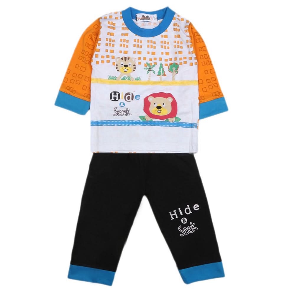 Boys Full Sleeves 2 Pcs Suit - Orange, Kids, Boys Sets And Suits, Chase Value, Chase Value