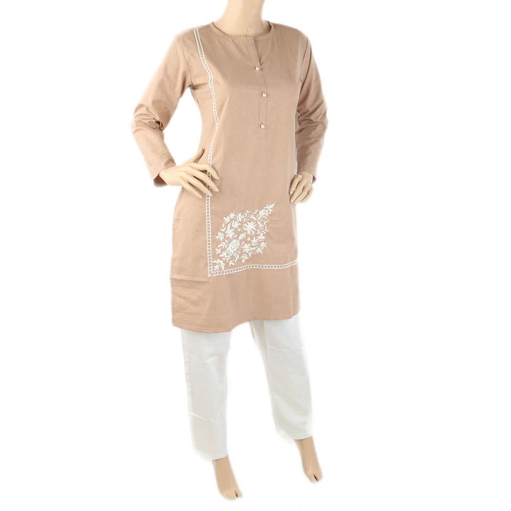 Women's Embroidered Wool 2 Piece Suit - Peach, Women, Shalwar Suits, Chase Value, Chase Value