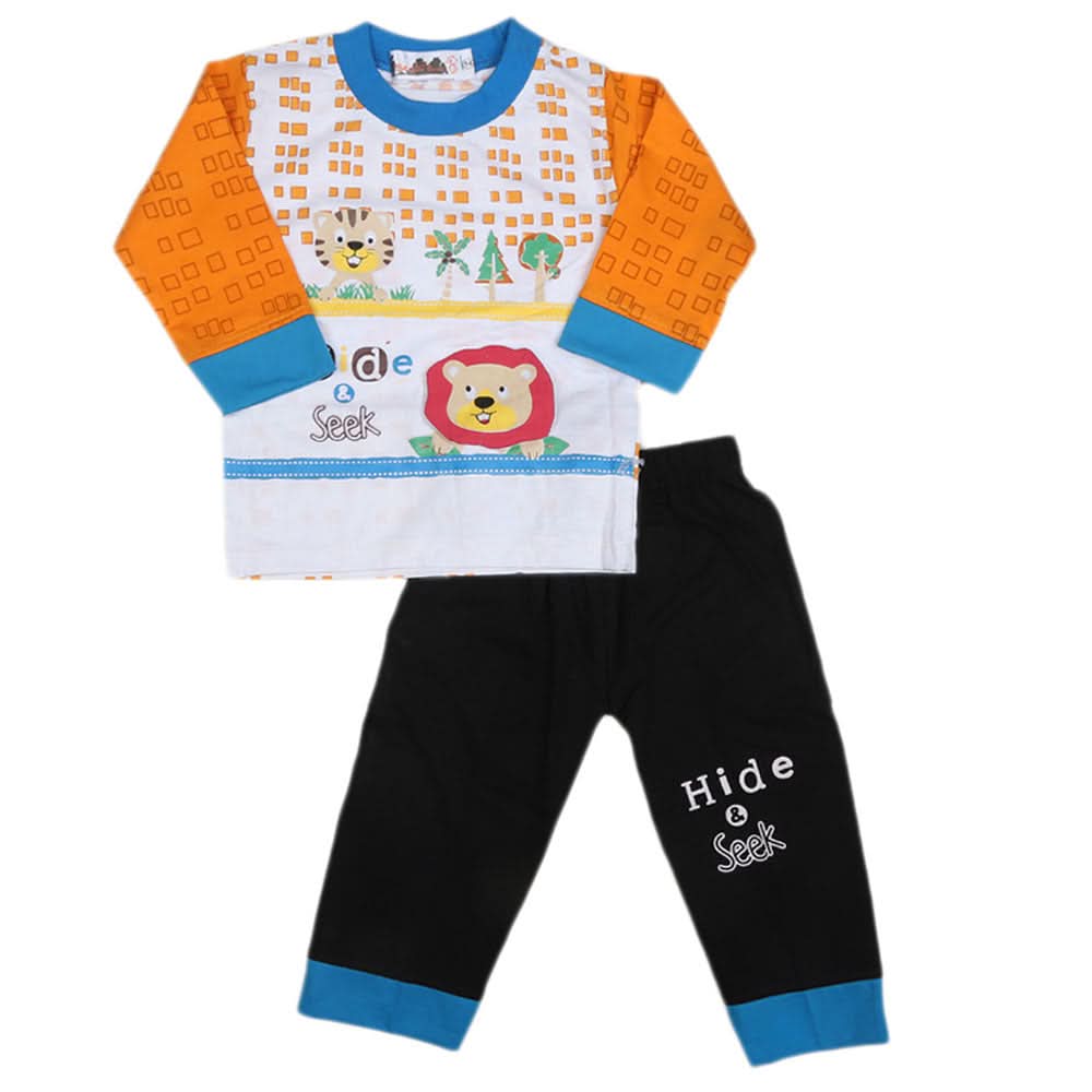 Boys Full Sleeves 2 Pcs Suit - Orange, Kids, Boys Sets And Suits, Chase Value, Chase Value