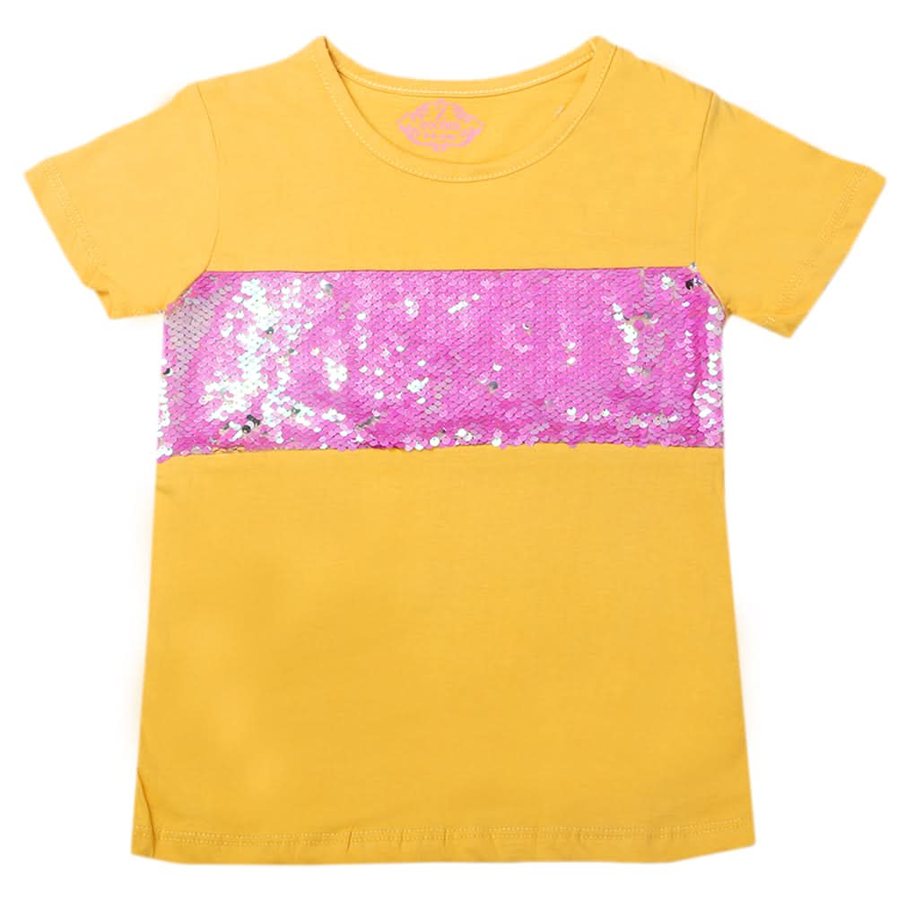 Girls Half Sleeves T-Shirts - Yellow, Kids, Girls T-Shirts, Chase Value, Chase Value