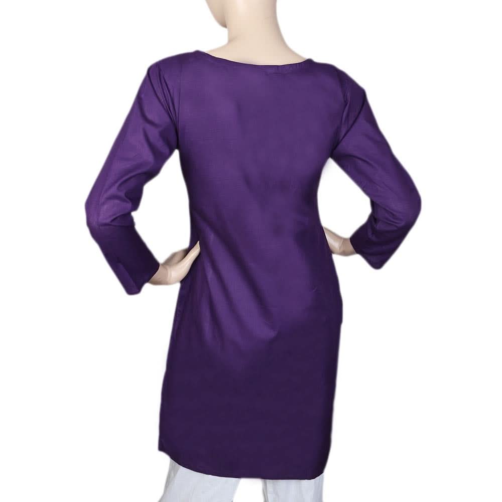 Women's Cotton Plain Kurti - Purple, Women, Ready Kurtis, Chase Value, Chase Value