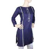 Women's Cotton Plain Kurti - Navy Blue, Women, Ready Kurtis, Chase Value, Chase Value