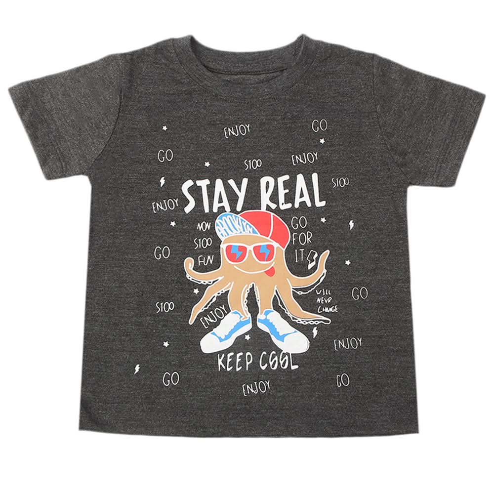 Boys Half Sleeves T-Shirt - Dark Grey, Boys T-Shirts, Chase Value, Chase Value