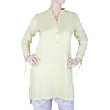 Women's Cotton Plain Kurti - Yellow, Women, Ready Kurtis, Chase Value, Chase Value
