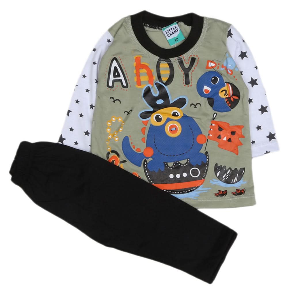 Boys Full Sleeves 2 Pcs Suit - Green, Kids, Boys Sets And Suits, Chase Value, Chase Value