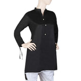 Women's Cotton Plain Kurti - Black, Women, Ready Kurtis, Chase Value, Chase Value