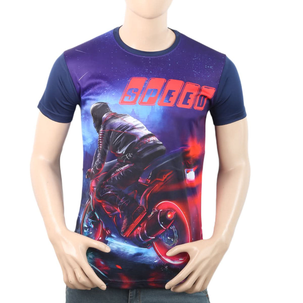Men's Sublimation Printed Half Sleeves T-Shirt - Purple, Men, T-Shirts And Polos, Chase Value, Chase Value