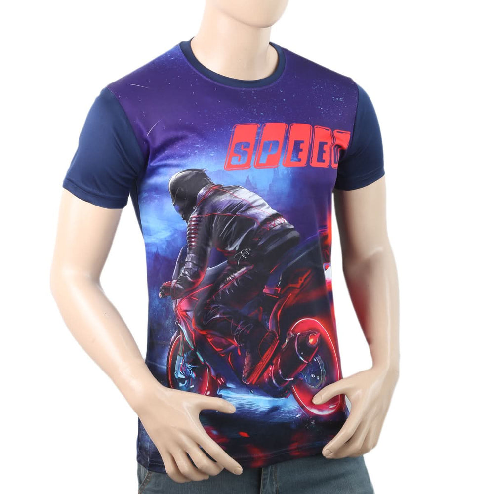 Men's Sublimation Printed Half Sleeves T-Shirt - Purple, Men, T-Shirts And Polos, Chase Value, Chase Value
