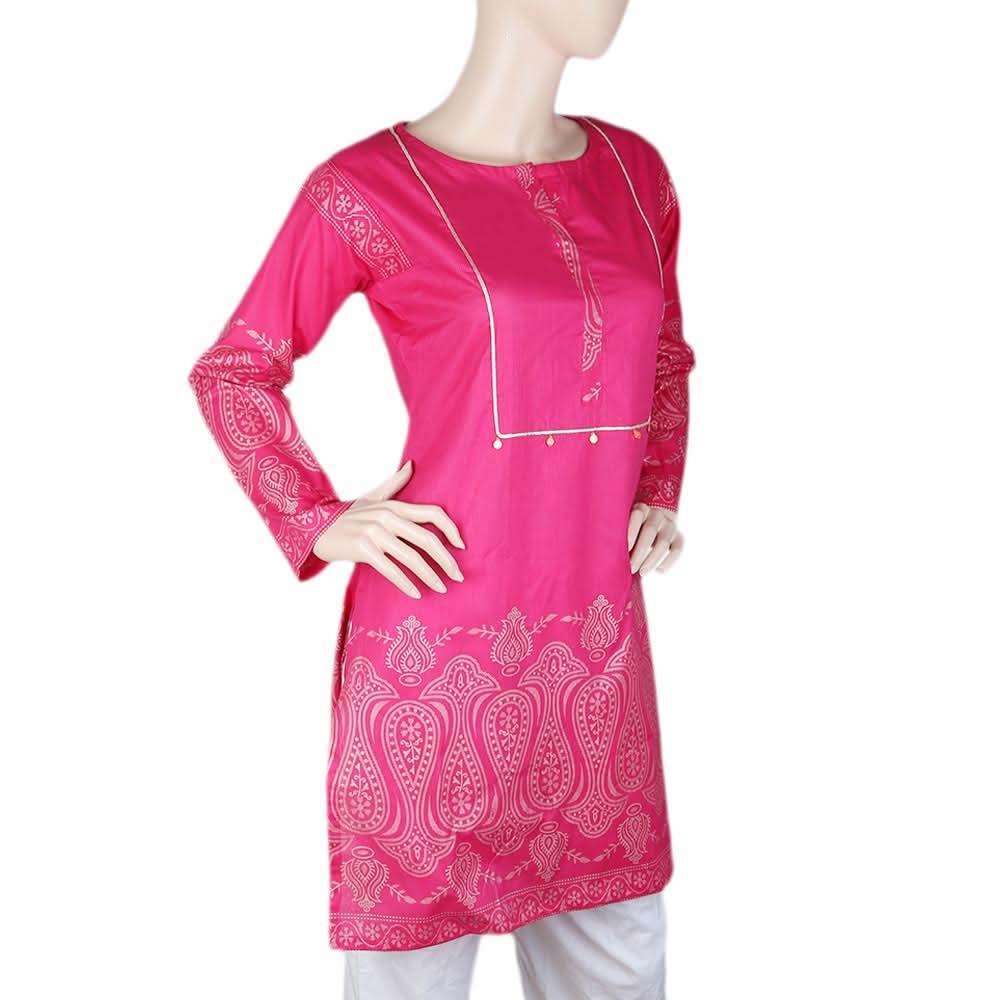 Women's Cotton Plain Kurti - Pink, Women, Ready Kurtis, Chase Value, Chase Value