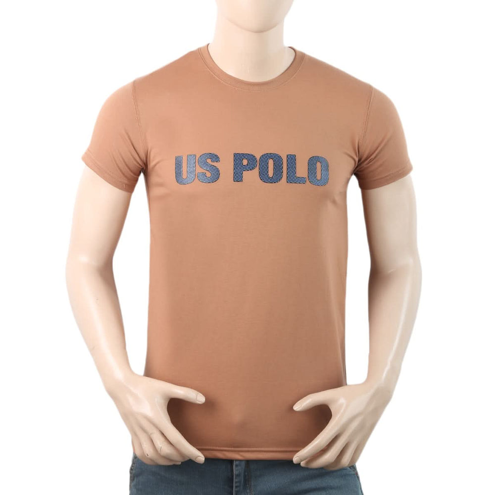 Men's Printed Half Sleeves T-Shirt - Brown, Men, T-Shirts And Polos, Chase Value, Chase Value