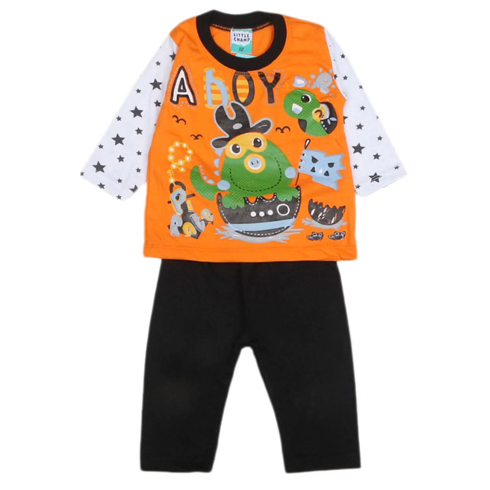 Boys Full Sleeves 2 Pcs Suit - Orange, Kids, Boys Sets And Suits, Chase Value, Chase Value