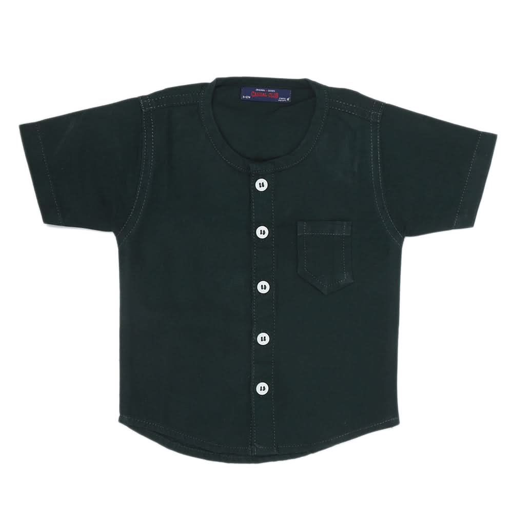 Newborn Casual Club Chambray Half Sleeves Shirt - Dark Green, Kids, NB Boys Shirts And T-Shirts, Chase Value, Chase Value