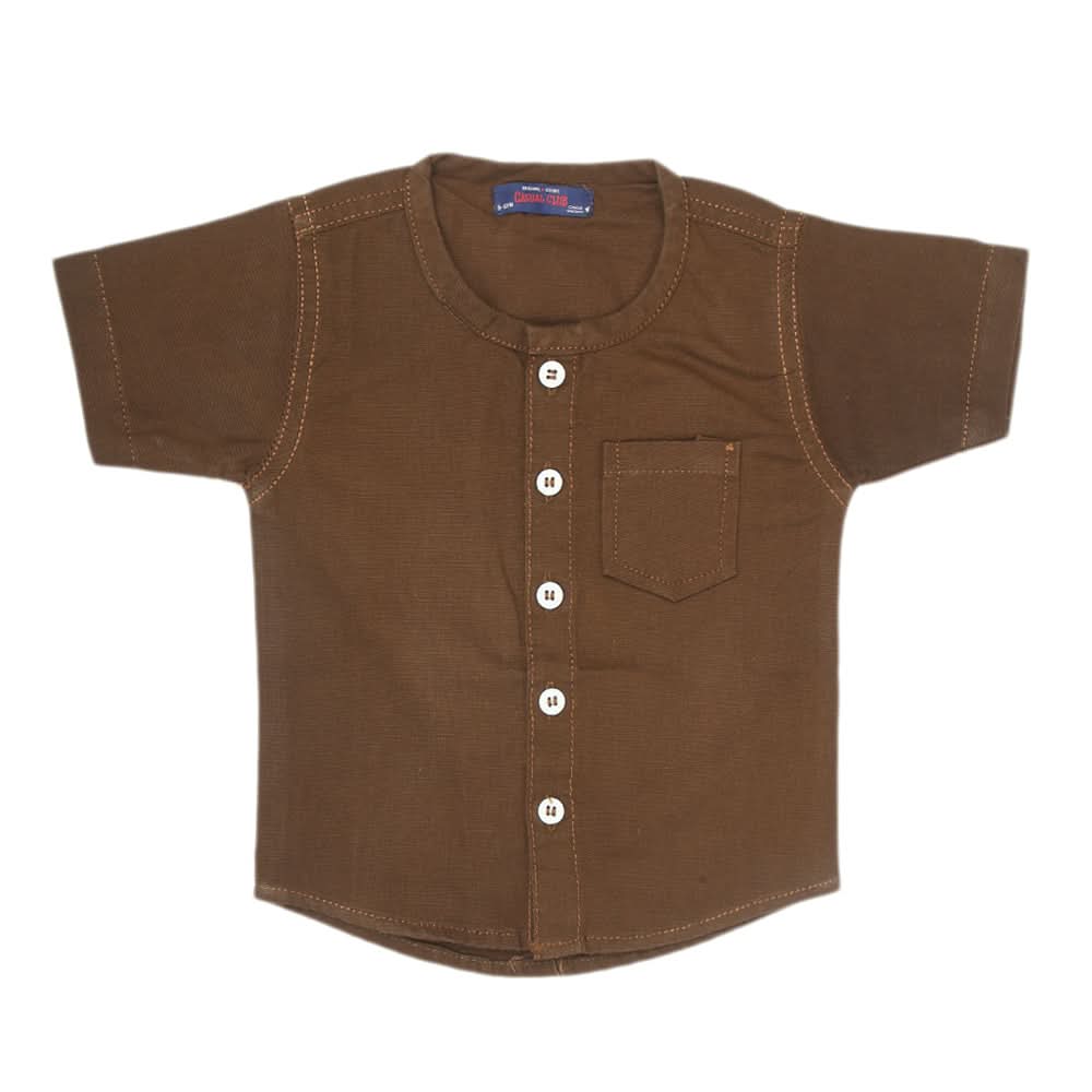 Newborn Casual Club Chambray Half Sleeves Shirt - Coffee, Kids, NB Boys Shirts And T-Shirts, Chase Value, Chase Value