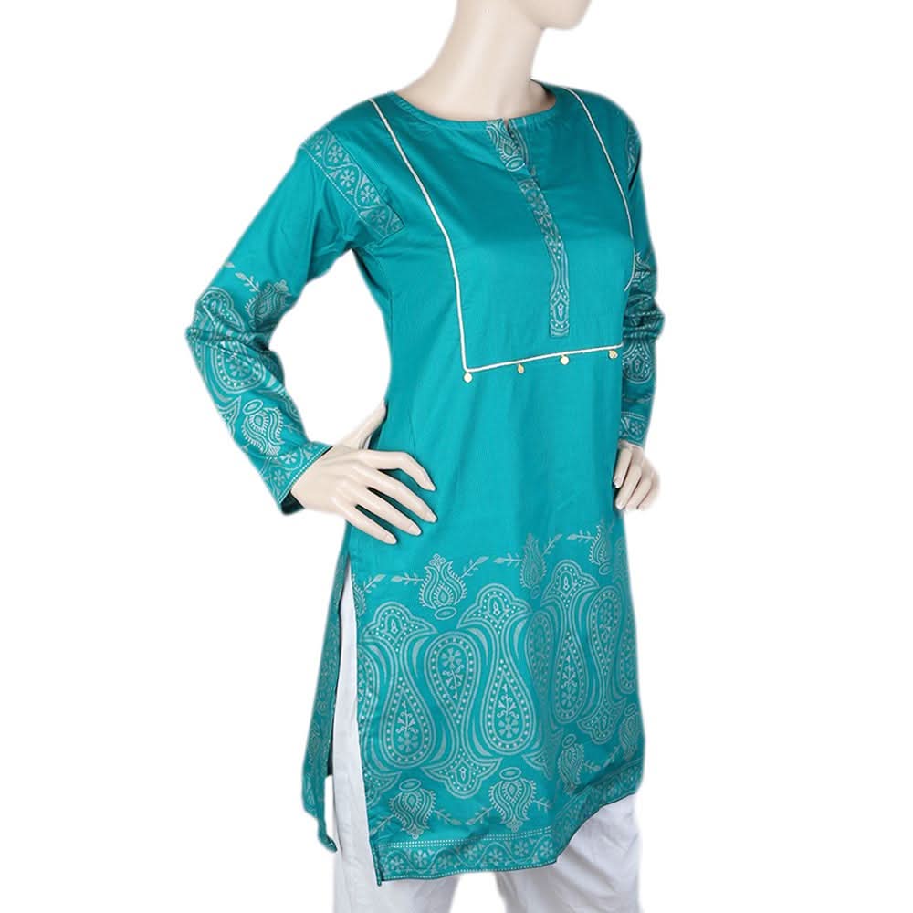 Women's Cotton Plain Kurti - Green, Women, Ready Kurtis, Chase Value, Chase Value