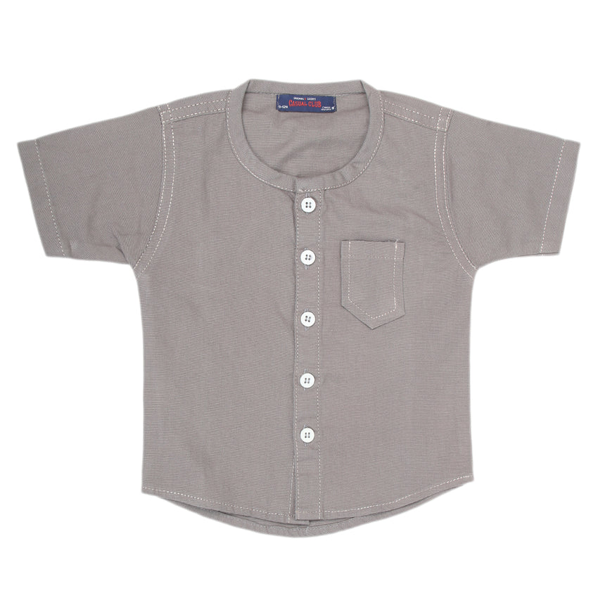 Newborn Casual Club Chambray Half Sleeves Shirt - Grey, Kids, NB Boys Shirts And T-Shirts, Chase Value, Chase Value