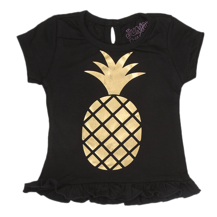 Newborn Girls Pineapple T-Shirt - Black, Kids, NB Girls T-Shirts, Chase Value, Chase Value