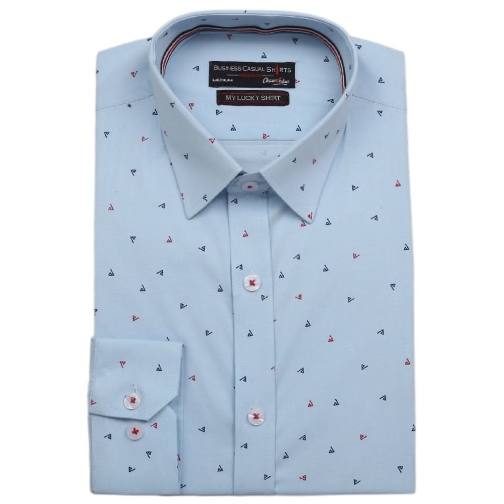 Men's Printed Business Casual Shirt - Sky Blue, Men, Shirts, Chase Value, Chase Value