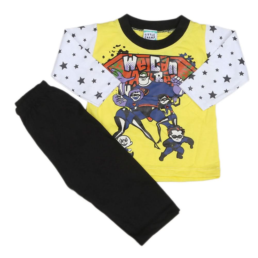 Boys Full Sleeves 2 Pcs Suit - Yellow, Kids, Boys Sets And Suits, Chase Value, Chase Value
