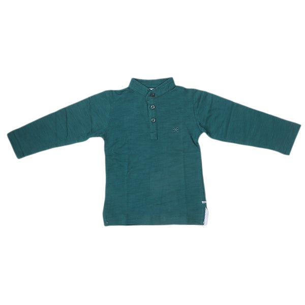 Boys Full Sleeves Slub Ban Collar T-Shirt - Steel Blue, Kids, Boys T-Shirts, Eminent, Chase Value