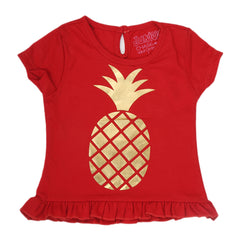 Newborn Girls Pineapple T-Shirt - Red, Kids, NB Girls T-Shirts, Chase Value, Chase Value
