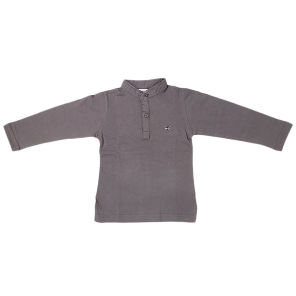 Boys Full Sleeves Ban Collar T-Shirt - Dark Grey, Kids, Boys T-Shirts, Eminent, Chase Value