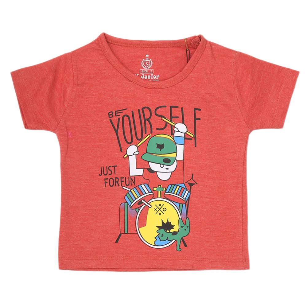 Newborn Boys Printed Half Sleeves T-Shirt - Red, Kids, NB Boys Shirts And T-Shirts, Chase Value, Chase Value