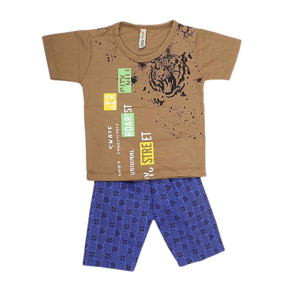 Boys Half Sleeves 2 Piece Suit - Khaki, Kids, Boys Sets And Suits, Chase Value, Chase Value