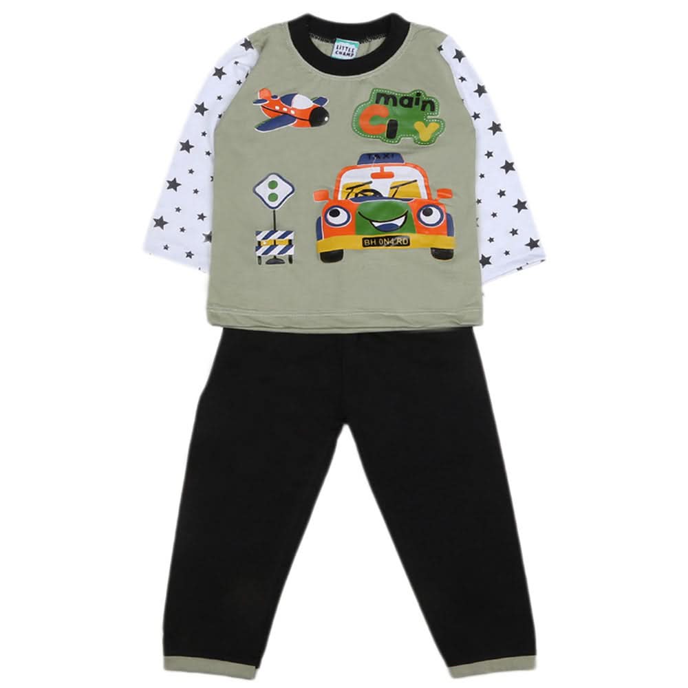 Boys Full Sleeves 2 Pcs Suit - Green, Kids, Boys Sets And Suits, Chase Value, Chase Value