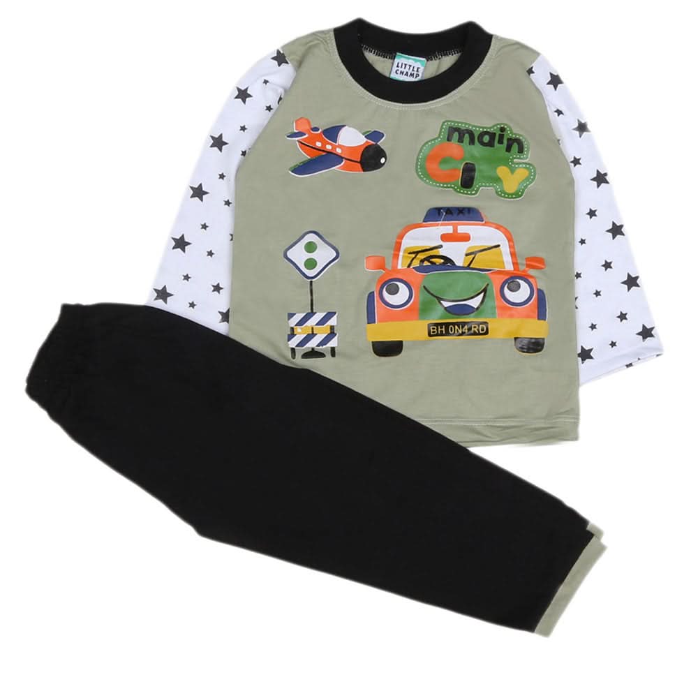 Boys Full Sleeves 2 Pcs Suit - Green, Kids, Boys Sets And Suits, Chase Value, Chase Value