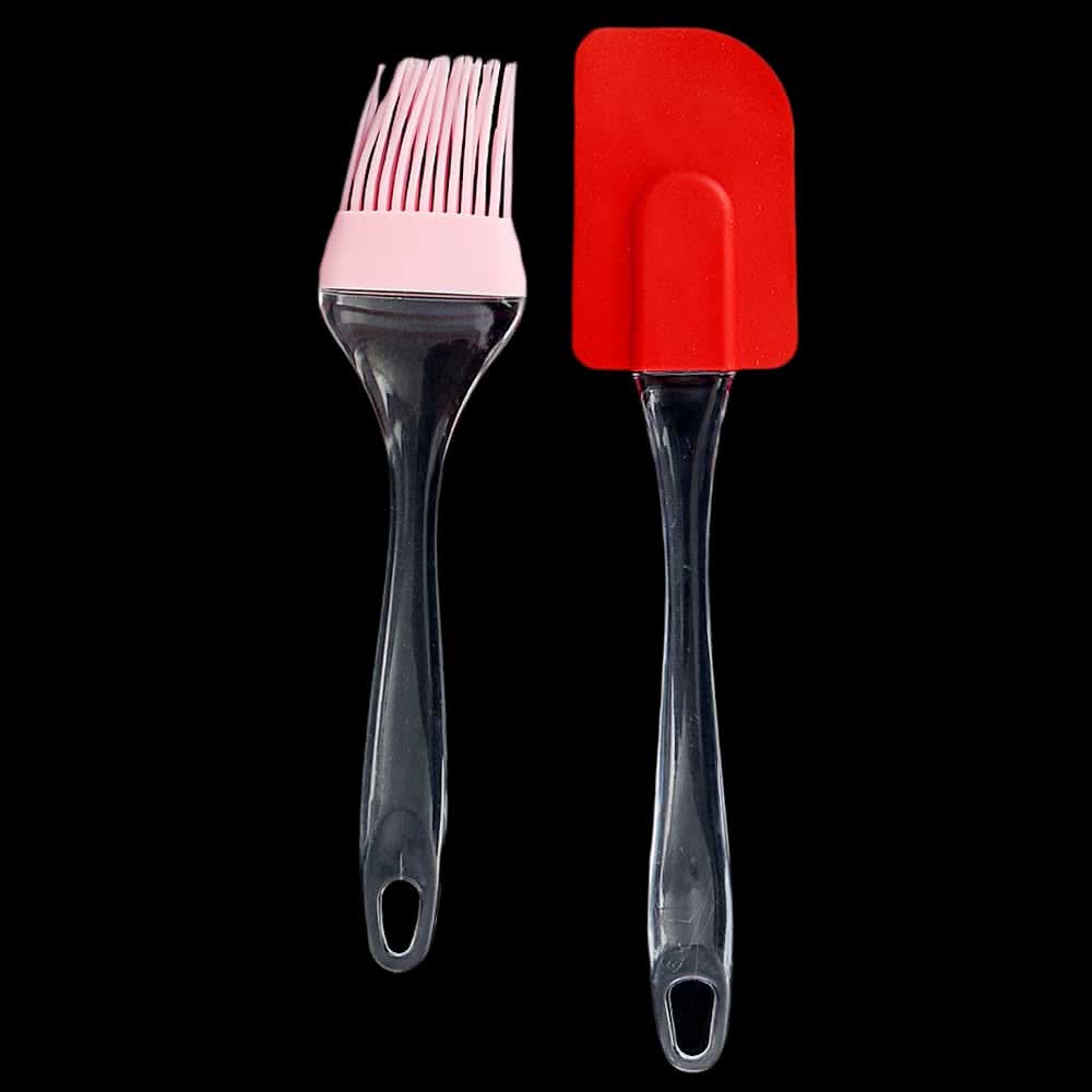Spatula And Oil Brush 2 Pcs - Pink, Home & Lifestyle, Baking, Chase Value, Chase Value