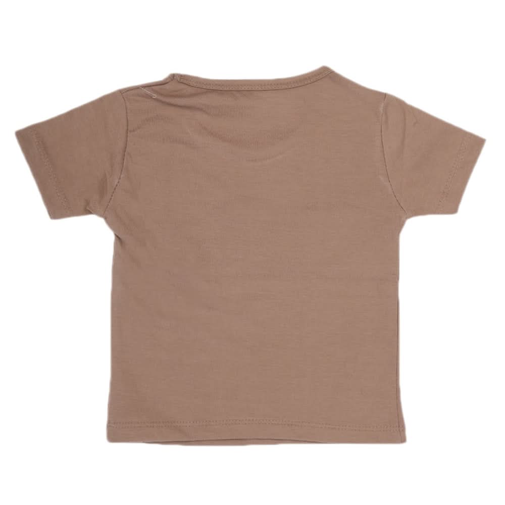 Newborn Boys Printed Half Sleeves T-Shirt - Brown, Kids, NB Boys Shirts And T-Shirts, Chase Value, Chase Value