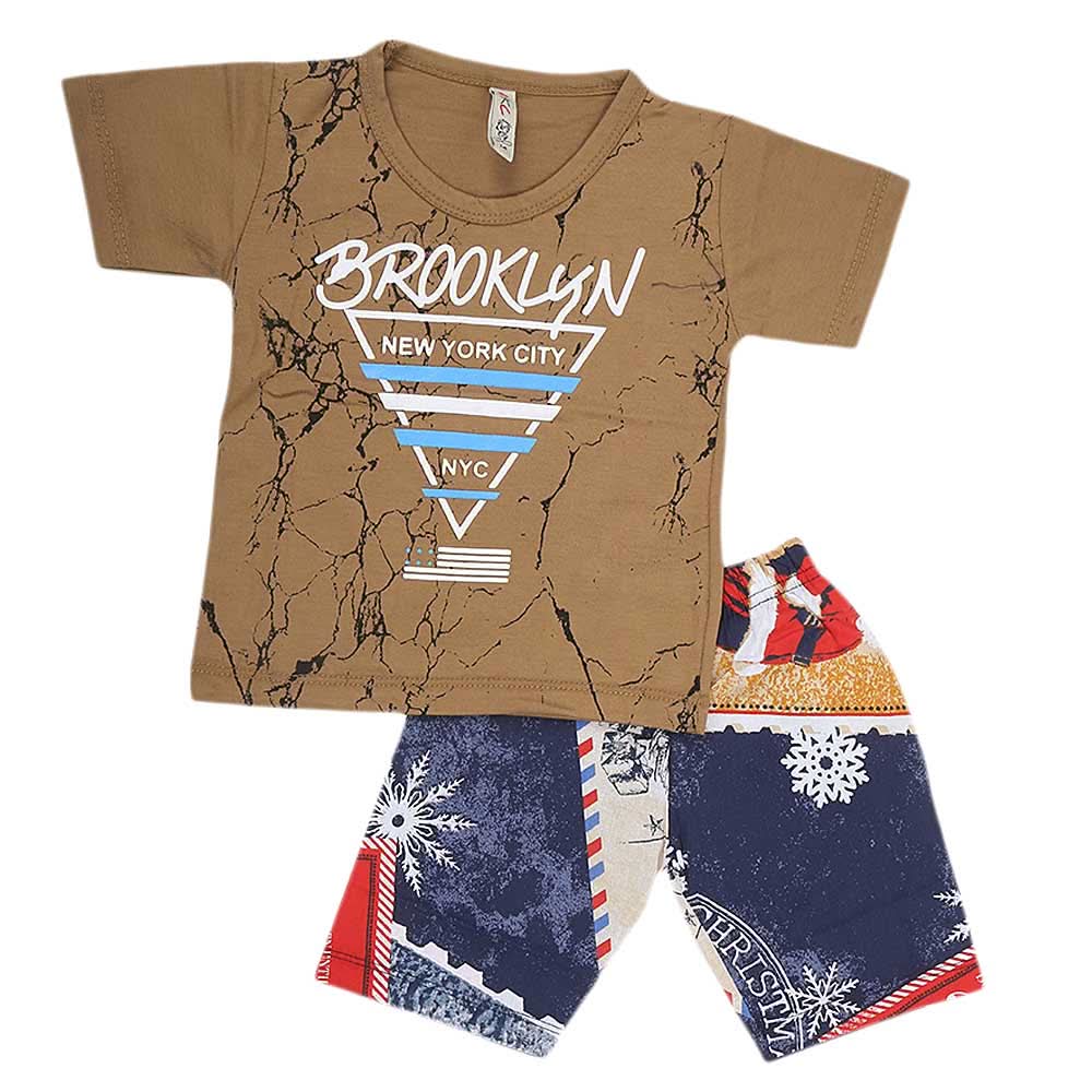 Boys Half Sleeves 2 Piece Suit - Khaki, Kids, Boys Sets And Suits, Chase Value, Chase Value