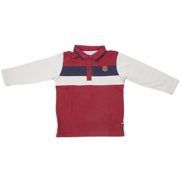 Boys Full Sleeves Fancy Polo T-Shirt - Maroon, Kids, Boys T-Shirts, Eminent, Chase Value